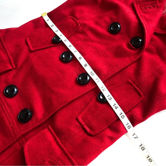 MNG Red Wool Blend Trench Winter Coat Jacket Casual Sportswear Women’s Size M - Picture 11 of 16